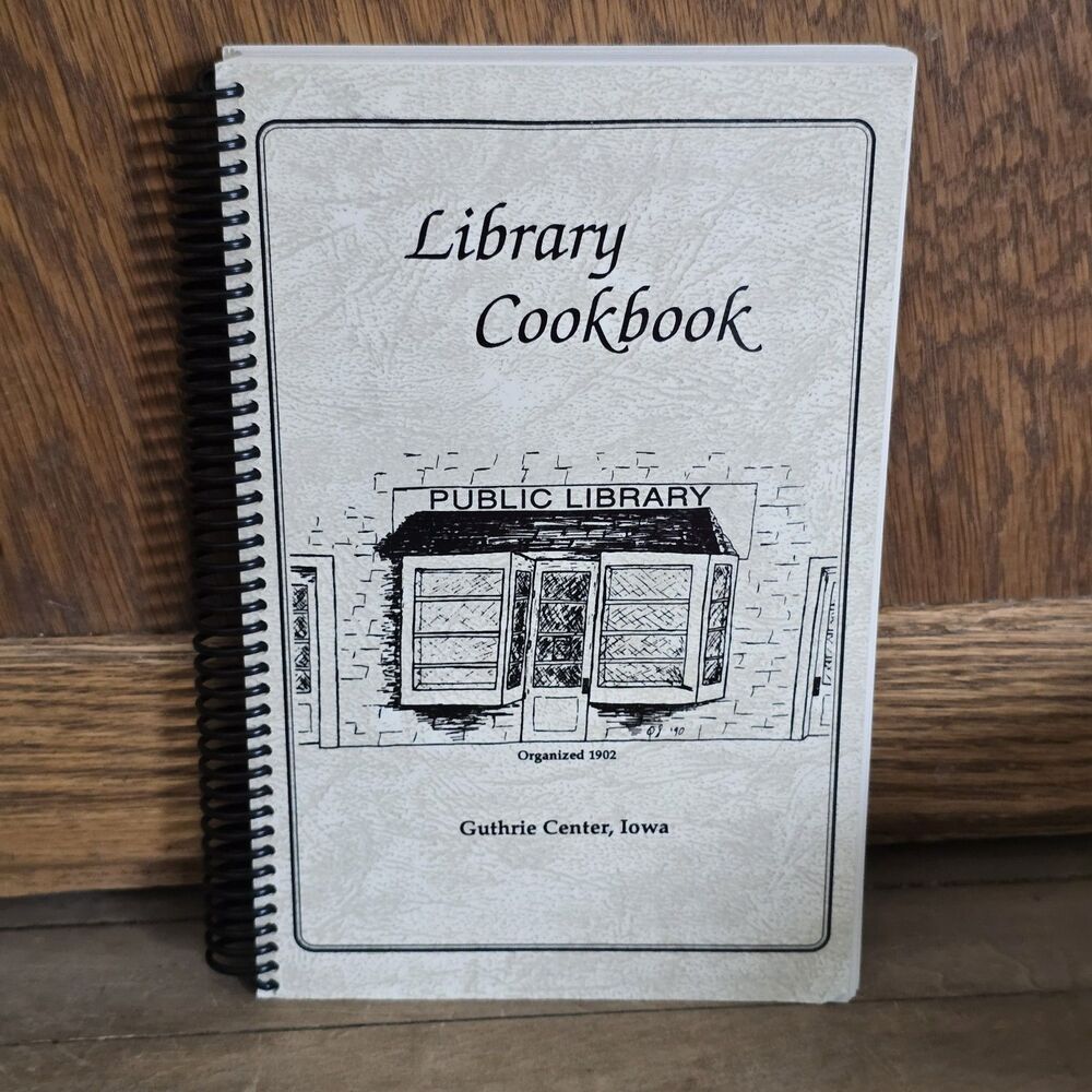 Library Cookbook Guthrie Center Iowa Spiral Bound Organized 1902 Resipes Baking